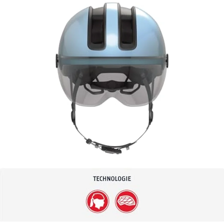 Abus HUD-Y ACE, Velohelm mit integriertem Glas-Visier und USB-Heck-LED, (51 - 55 cm) – Bild 2