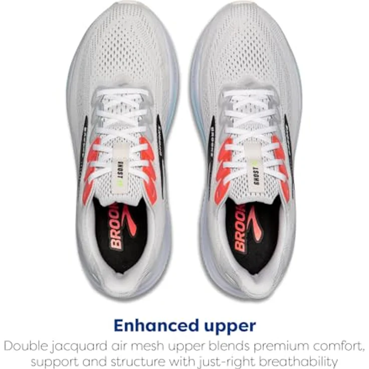 Brooks Ghost 17, Laufschuhe mit Dämpfung und Komfort, ONYX WHITE / MOD GRAY / REFLEC, Größe 47.5 – Bild 4