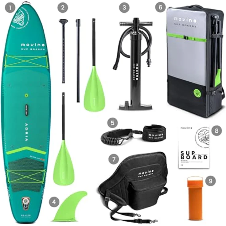 Movino Adria 11’6" Stand Up Paddle Board (350 cm), 2in1 SUP Kajak aufblasbar mit Tragkraft bis 165 kg, Set mit Zubehör und Paddel, Allround-Design, Welded Rail, 15 PSI – Bild 5