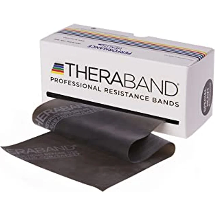 THERABAND Thera-Band Übungsband 5,5 m, spezial stark, schwarz für Widerstandstraining und Mobilitätssteigerung, aus reinem Latex – Bild 1