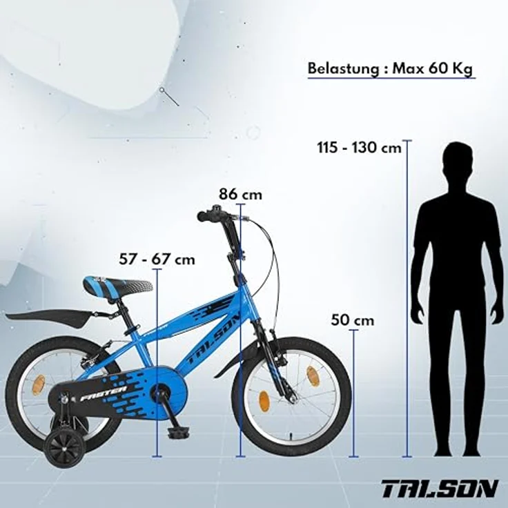 Talson Kinderfahrrad 20 Zoll Single Speed, mit Kettenschutz, Seitenständer und Zubehör, Blau – Bild 5