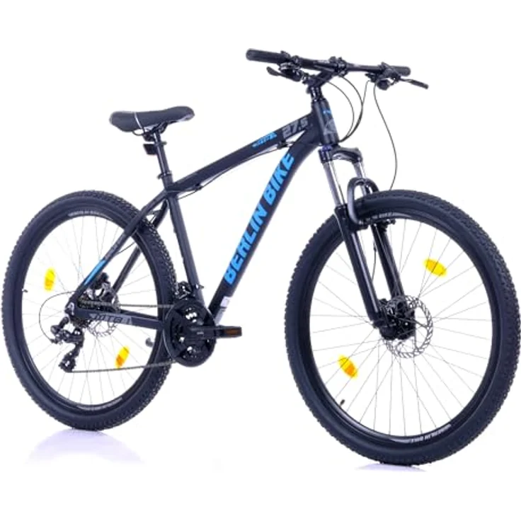 BERLIN BIKE MTB1 Mountainbike, 27,5 Zoll, 46 cm Rahmenhöhe, hydraulische Scheibenbremsen, Shimano-Set, Schwarz-Blau – Bild 1