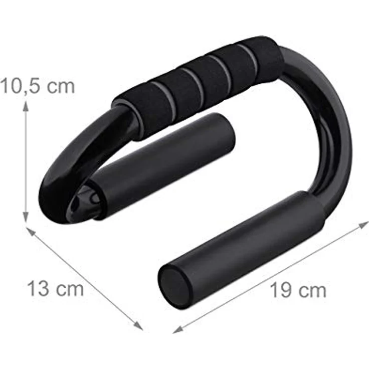 Relaxdays Liegestützgriffe im 2er Set, rutschfeste Sportgriffe, Metall, Home Workout, ergonomische Push Up Bars, schwarz – Bild 4