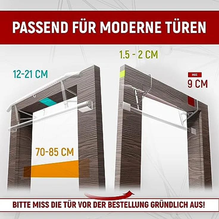 NEOLYMP Klimmzugstange Türrahmen - Stärkt die Oberkörpermuskulatur mit Pull-Ups - Stabiles und sicheres Fitnessgerät für Home Gym ohne Schrauben – Bild 3