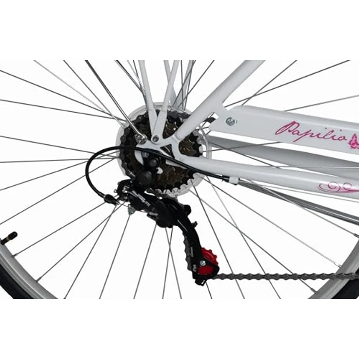 DaCapo Citybike 28'' Papilio, 6-Gang-Schaltung, weiß mit Schmetterlingsmotiven, für Körpergrößen 160-185 cm, mit Korb – Bild 4