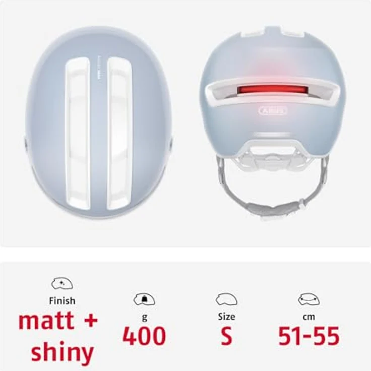 ABUS Stadthelm HUD-Y ACE, stylischer Fahrradhelm mit Visier und aufladbarem LED-Rücklicht - Schwarz, Größe M – Bild 3