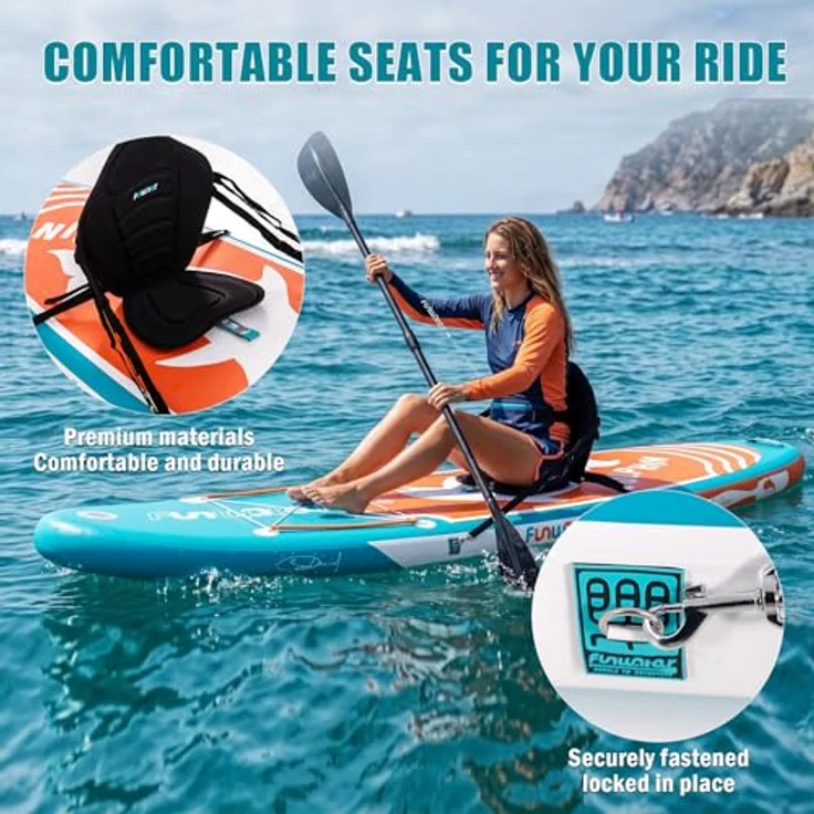 FunWater Stand Up Paddling Board 320 cm & 350 cm – Doppellagiges PVC, aufblasbares SUP für 2 Personen, inklusive Zubehör, DELFIN-BLAU, anfängerfreundlich – Bild 4