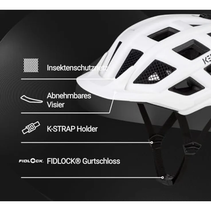 KED Crom Fahrradhelm, leicht mit LED Rücklicht, FIDLOCK, weiß matt, Größe 52-58 (M) – Bild 2