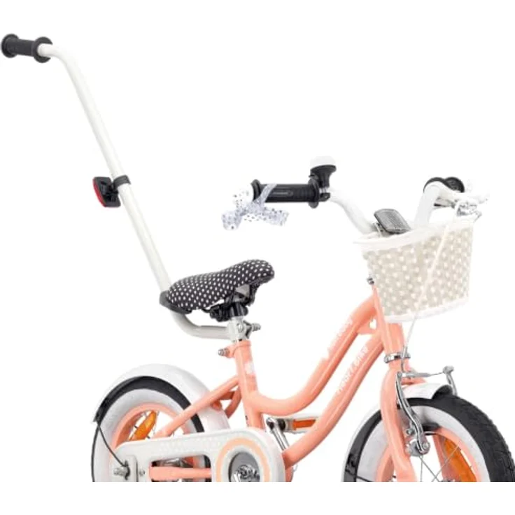 Sun Baby Kinderfahrrad Heart Bike, 12 Zoll mit Zusatzrädern und Schubstange, Aprikose – Bild 2