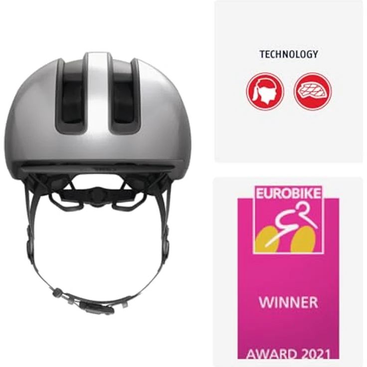 Abus HUD-Y, Velohelm für Stadt, (54 - 58 cm) mit wiederaufladbarem LED-Licht und futuristischem Design – Bild 2
