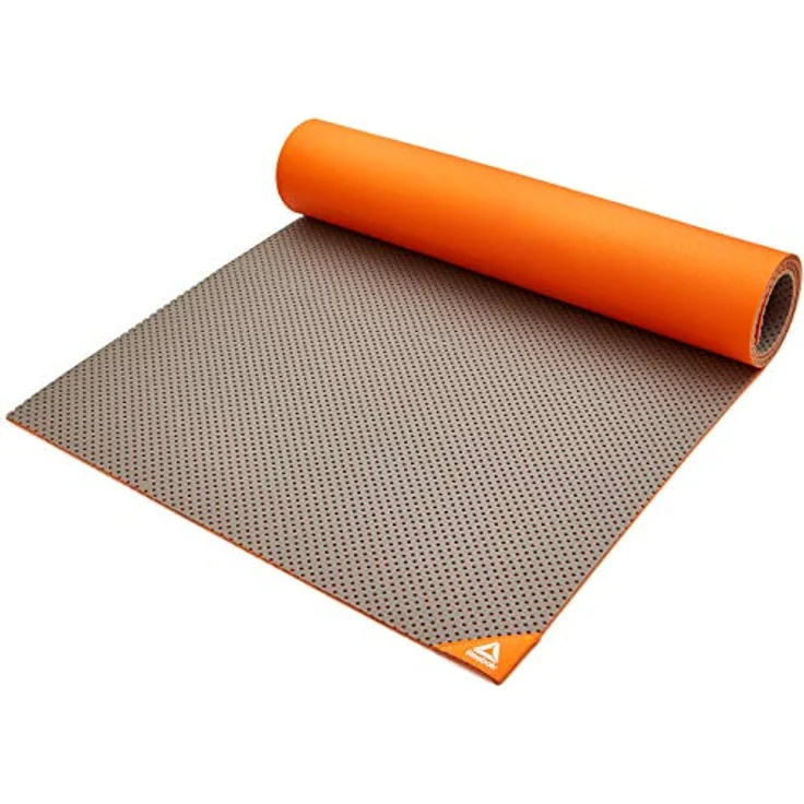 Reebok Unisex-Adult Fitness Mat, orange, 7 mm dicke NBR Yogamatte mit geriffelter Unterseite für sicheren Halt – Bild 3