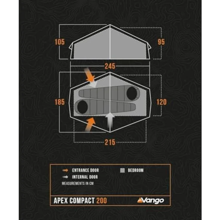 Vango Apex Compact 200 Zelt, Tunnelzelt für 2 Personen, leicht, wasserfest, Forest Green (2025) – Bild 3