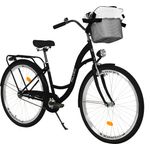 Milord Komfort Fahrrad Mit Korb Damenfahrrad, 26 Zoll, Schwarz, 1 Gang, Cityrad