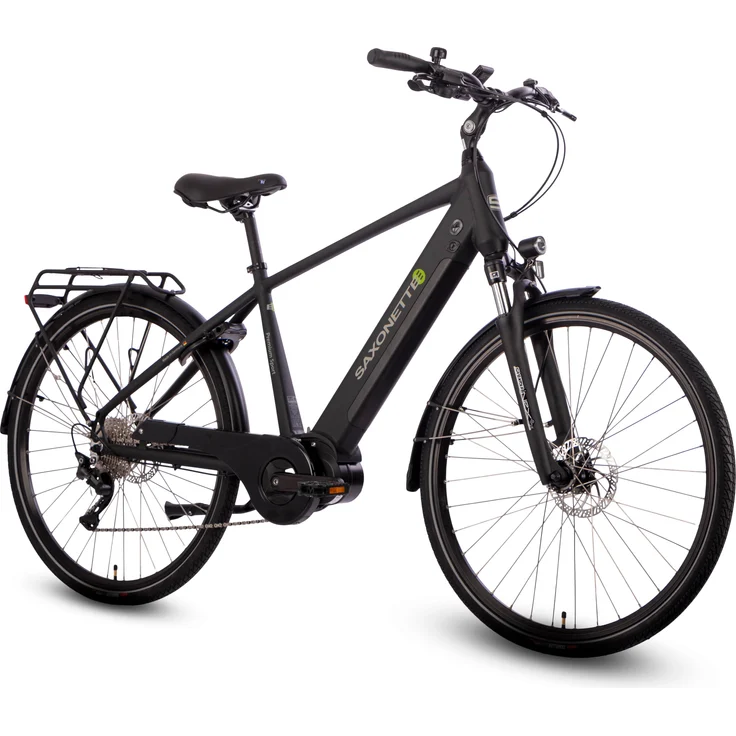 SAXONETTE Premium Sport Diamant E-Bike, 28", 10-Gang Kettenschaltung, 90Nm Mittelmotor, 522Wh Akku, RH48, schwarz matt