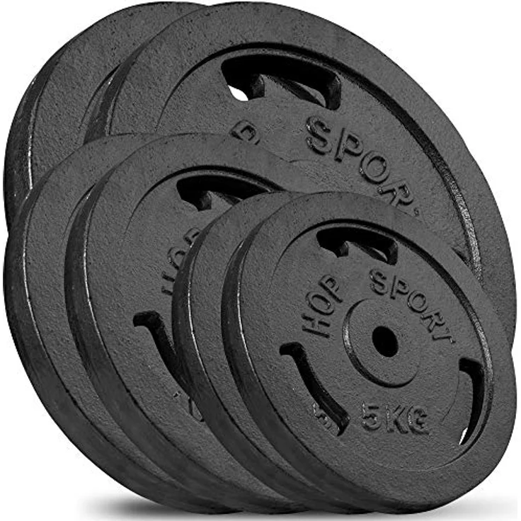 Hop-Sport 60 kg Gusseisen Hantelscheiben 30mm - Guss Gewichte Hantel Sets zur Auswahl - 30/31 mm Bohrung (2x15 + 2x10 + 2x5) – Bild 1