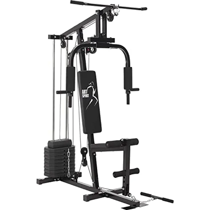 ArtSport Kraftstation ProfiGym 2000 mit Latzug- & Butterflystange, Seilzug & Beinstrecker - 9 Gewichte mit 40kg - Multistation Krafttraining Zuhause
