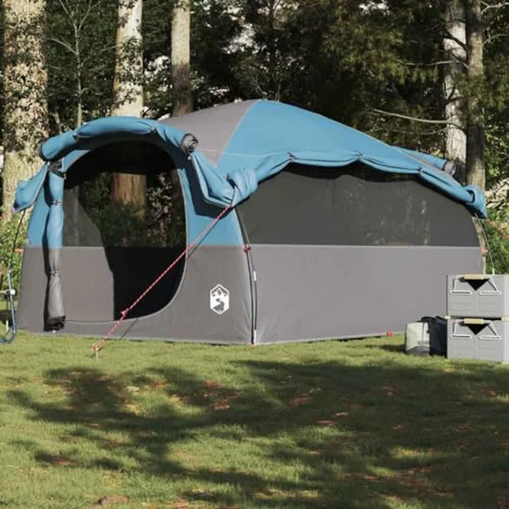 vidaXL Tunnel-Familienzelt 6 Personen, wasserdichtes Campingzelt in Blau mit praktischem E-Anschluss, abnehmbarem Überzelt und einfachem Auf- und Abbau – Bild 2