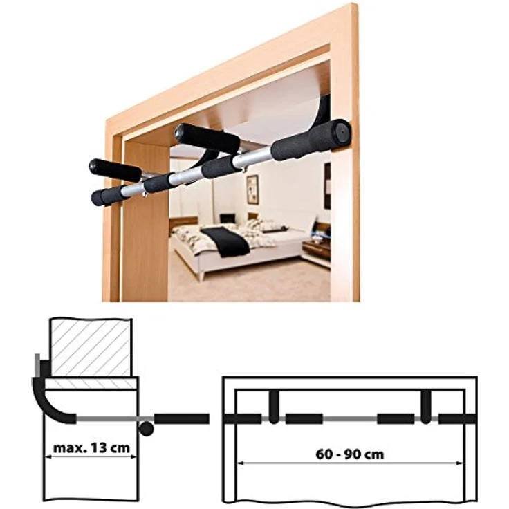 newgen medicals Klimmzugstange: 4in1-Fitnessgerät für den Türrahmen (Klimmzugstange Türrahmen, Türreck, Tür Trainingsgerät) – Bild 2