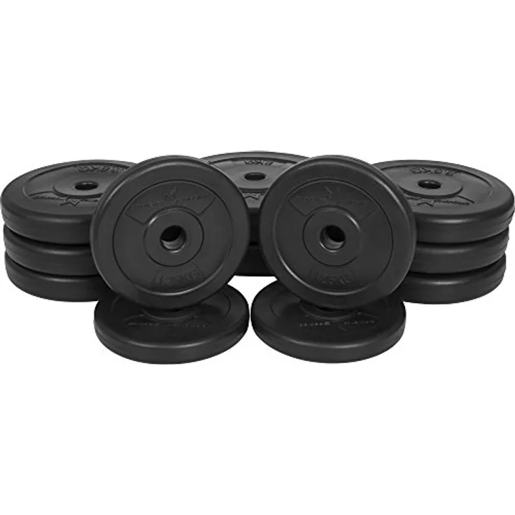 GYRONETICS® Hantelscheiben - 30 kg Set, 2x5 kg, 2x10 kg oder 2x5 kg, 6x2,5 kg, 4x1,25 kg Gewichte, 25 mm Bohrung, Kunststoff - Gewichtsscheiben, Hantelscheiben-Set, Hantelset