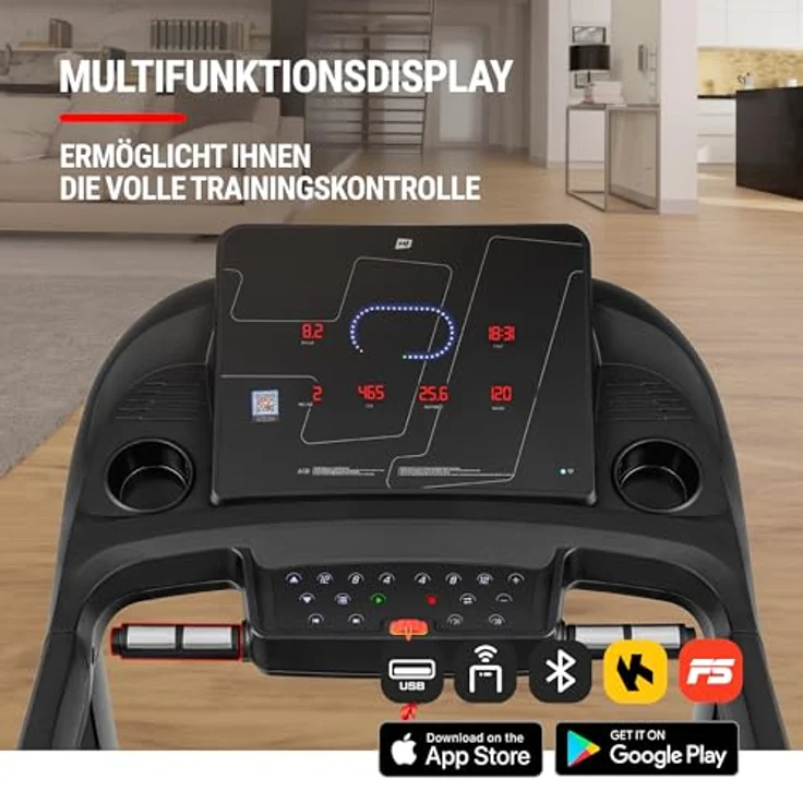 HS HOP-SPORT elektrisches Laufband HS-3500LB, 3,5 PS Motor, Auto Incline, gelenkschonende Dämpfung - schwarz – Bild 3