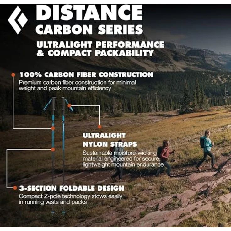 BLACK DIAMOND Distance Carbon Z Trekking- und Laufstöcke, ultraleicht und faltbar, Kohlefaser, feste Länge 110 cm, Desert Sky – Bild 3