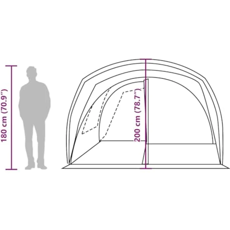 vidaXL Autozelt 4 Personen Grau und Orange, Wasserfestes Campingzelt mit einfachem Zugang und robustem Aufbausystem – Bild 4