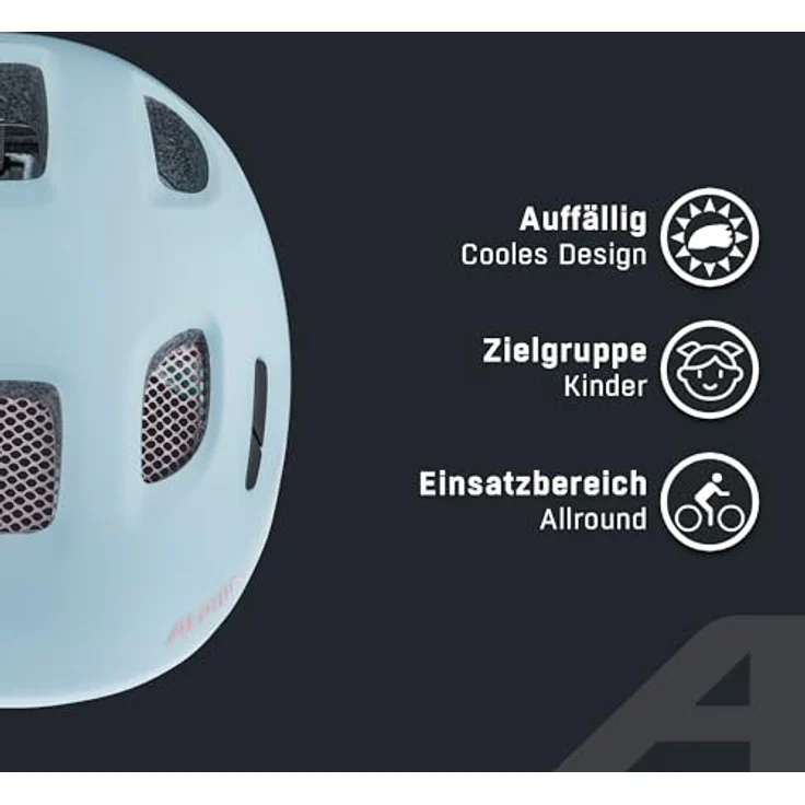 ALPINA Ximo 2 L.E. - Leichter, bruchfester Kinderfahrradhelm mit optionalem LED-Licht, Pastel Turquoise matt, 45-49, 360°-Fitsystem und integriertes Fliegengitter – Bild 3