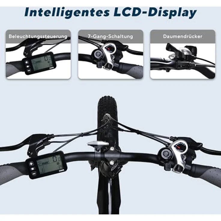 VecoCraft Hummer E Bike Klapprad 20 Zoll, 48V 10Ah Akku, Reichweite bis 80 KM, 250W Motor, 4.0" Fettreifen, 7-Gang, für Damen und Herren – Bild 5