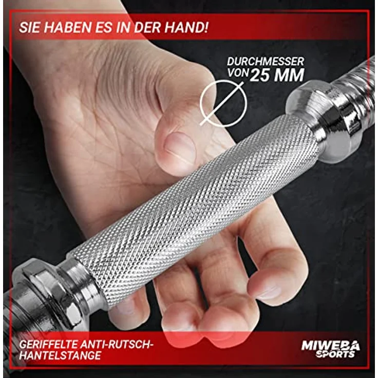 Miweba Sports Hantelset MKH120 | 20kg - 𝐏𝐫𝐨𝐟𝐢 Hanteln mit Koffer - Frauen und Männer - Hantel Set - Hantelkoffer - Kurzhanteln - Gusseisen Hantelscheiben - Ergonomischer Griff - Einzelhanteln – Bild 4