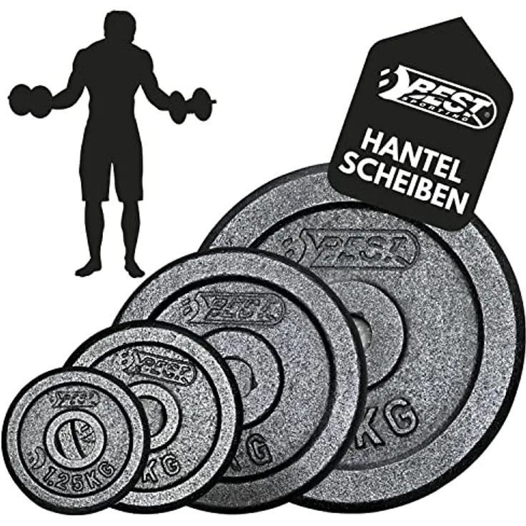 Best Sporting Gewichte Hantel PRO I Hantel Gewichte Set 1,25kg bis 10kg Hantelscheiben 30/31 mm für Kurz- und Langhanteln I Hantel Gewichte Set für erfolgreiches Hanteltraining I Weights set for home