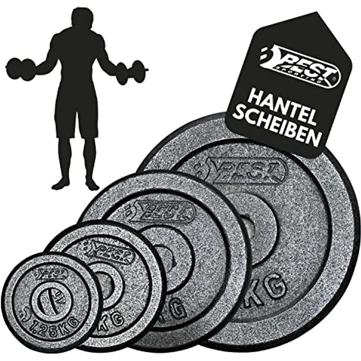 Best Sporting Gewichte Hantel PRO I Hantel Gewichte Set 1,25kg bis 10kg Hantelscheiben 30/31 mm für Kurz- und Langhanteln I Hantel Gewichte Set für erfolgreiches Hanteltraining I Weights set for home – Bild 1