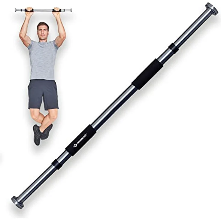Schildkröt® Pull Up Bar Klimmzugsstange für den Türrahmen (bis 120kg), längenverstellbares Türreck, verchromtes Stahlrohr, schwarz – Bild 1
