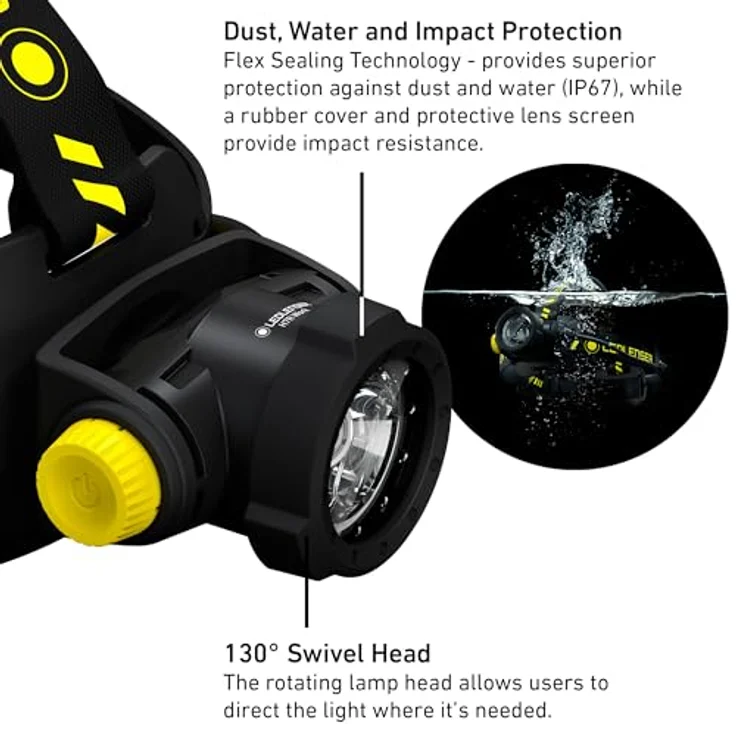 Ledlenser H7R Work, wiederaufladbare Profi-Stirnlampe mit 1000 lm Lichtleistung und hohem CRI-Wert, staub- und wassergeschützt – Bild 4