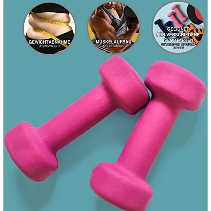 Body & Mind® Hanteln 2er Set Gymnastikhanteln Neopren Dumbbells Kurzhanteln; Effektives Krafttraining mit verschiedenen Gewichten; Fitness Workout für Zuhause – Bild 4