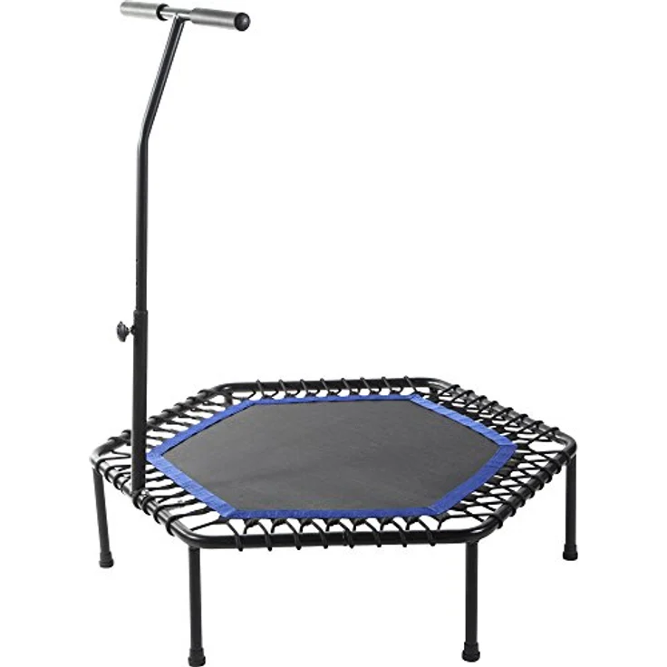 GORILLA SPORTS Fitness Trampolin - 6-Fach Höhenverstellbarer Haltegriff, Leise Gummiseilfederung, 77cm Sprungfläche, bis 100kg Belastbar, Farbwahl – Bild 2