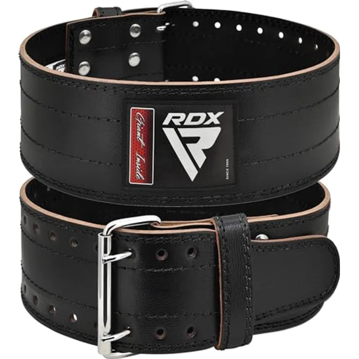 RDX 4” Gewichthebergürtel Leder, IPL USPA Genehmigt, 12 Verstellbar Löcher 6mm Trainingsgürtel Schnalle, Powerlifting Fitness Krafttraining Gürtel Bodybuilding, Gewichtheben Gepolstert, Männer Damen