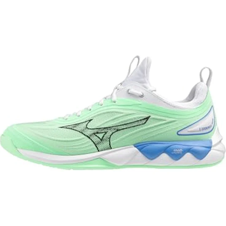 Mizuno Wave Lightning Neo 3, Laufschuhe mit Mizuno Enerzy NXT Dämpfung, Neo Mint/Black/Frontier Blue, Größe 40.0 – Bild 2