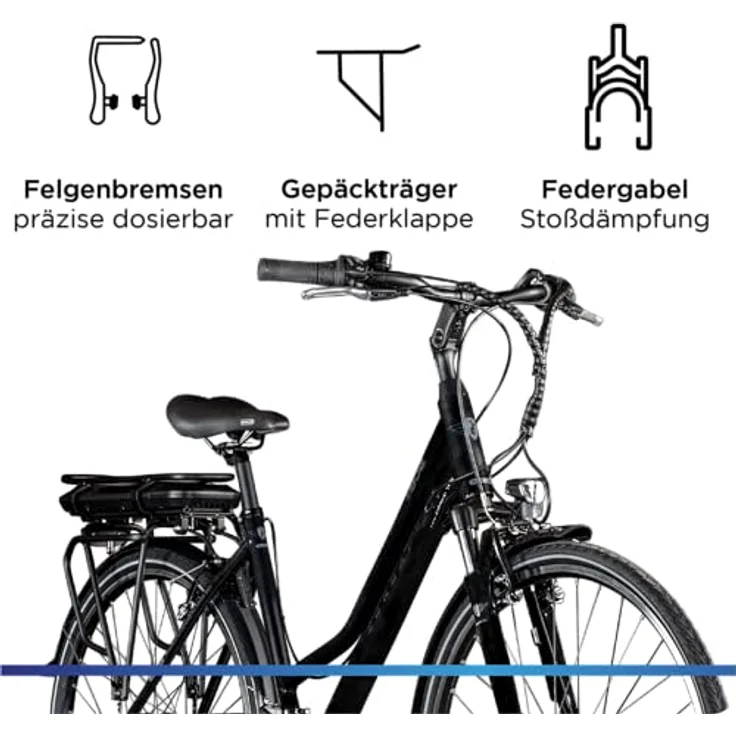 ZÜNDAPP Z802 E Bike Trekking 155-185 cm, 21 Gänge, bis 115 km, 28 Zoll Elektrofahrrad mit Beleuchtung und LED Display, Ebike Trekkingrad (schwarz/grau, 48 cm) – Bild 5