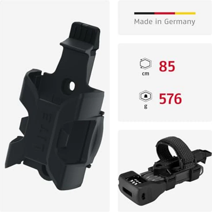 ABUS Faltschloss Bordo Lite 6055C SH, Faltbares Zahlenschloss mit Halterung, 4-stelliger Zahlencode, Sicherheitslevel 7, 85 cm, Schwarz – Bild 3