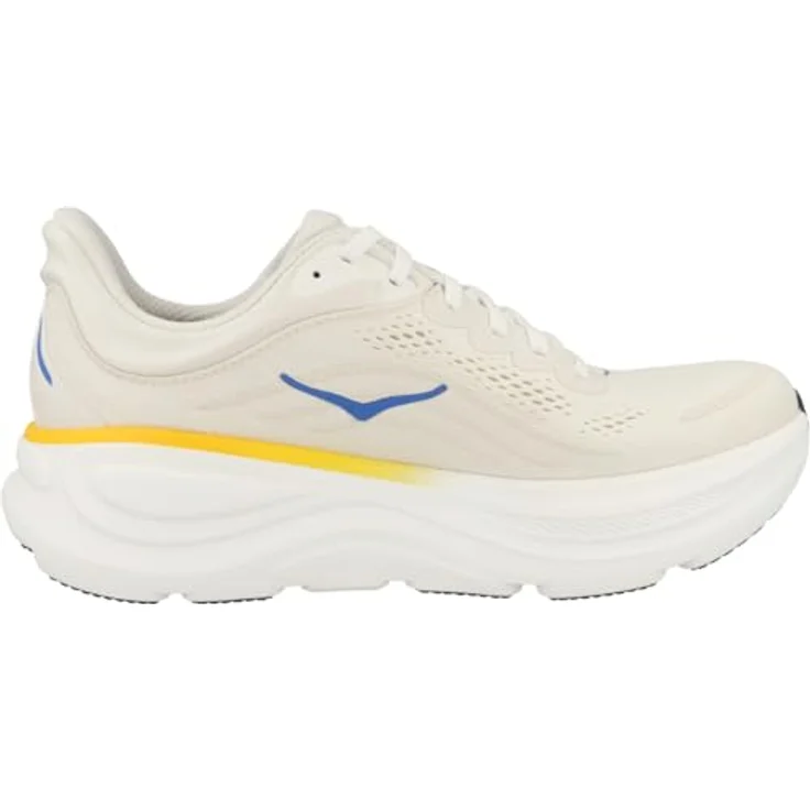 Hoka One One M Bondi 9, Atmungsaktive Laufschuhe mit Meta-Rocker und stabilisierender Fersenkappe, Weiß / Grau, Größe 45 1/3 – Bild 3