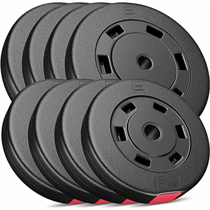 Hop-Sport 60kg Hantelscheiben Set - Kunststoff Gewichte 30/31 mm Bohrung - 4x10; 4x5 kg – Bild 1