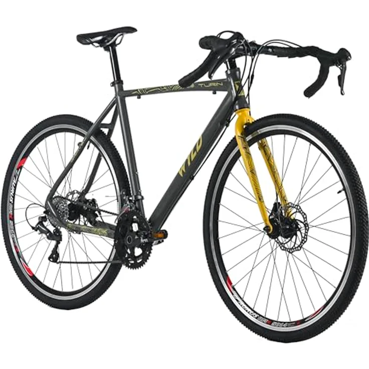 WYLD Gravelbike TURIN 28'', 16 Gänge, Aluminiumrahmen, grau-gelb, RH 56 cm – Bild 1