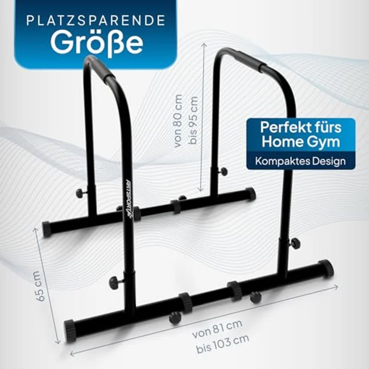 ArtSport Dip Barren Kraftstation, 500 kg belastbar, verstellbare Stangen & rutschfeste Griffe, Schwarz – Bild 6