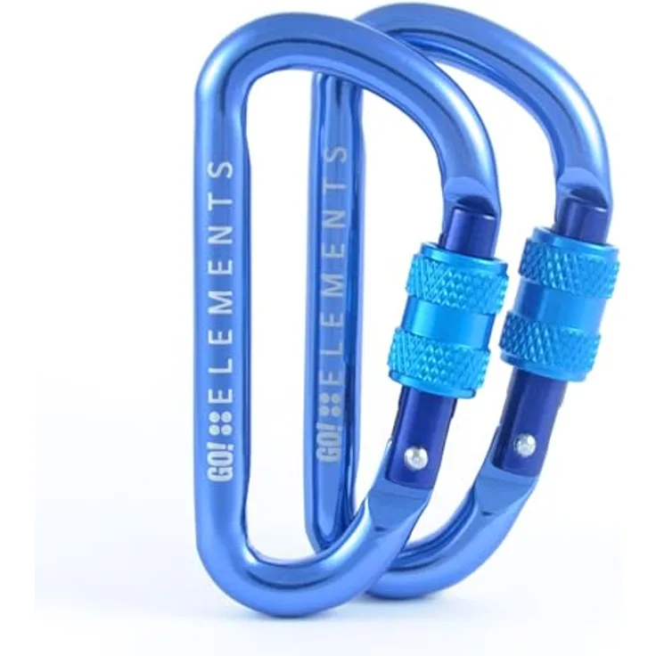 GO!elements Mini Karabiner Micro 6, 2er Pack mit Schraubverschluss, ultraleicht und salzwasserbeständig, Farbe: Wave