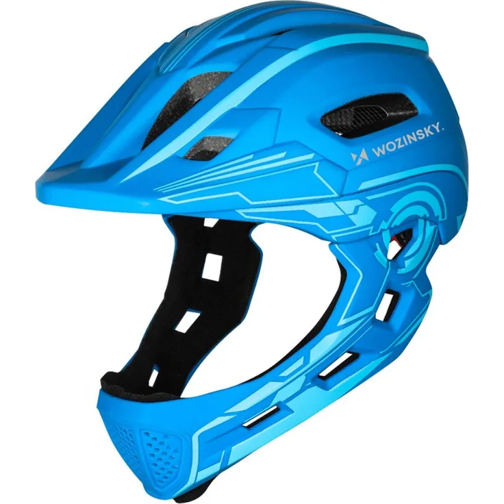 Wozinsky HT-27N, Kinder-Integralhelm mit USB-Rücklicht, Größe S 52–56 cm, Blau