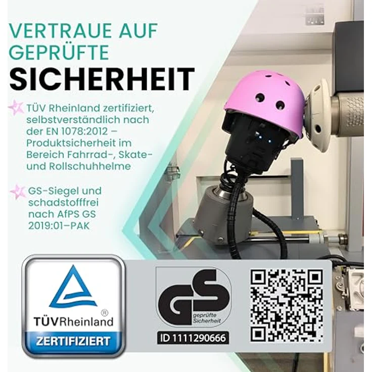 99FLIPS Fahrradhelm Mädchen 3-12 Jahre, GS Skaterhelm in Pink, TÜV Rheinland zertifiziert – Bild 3