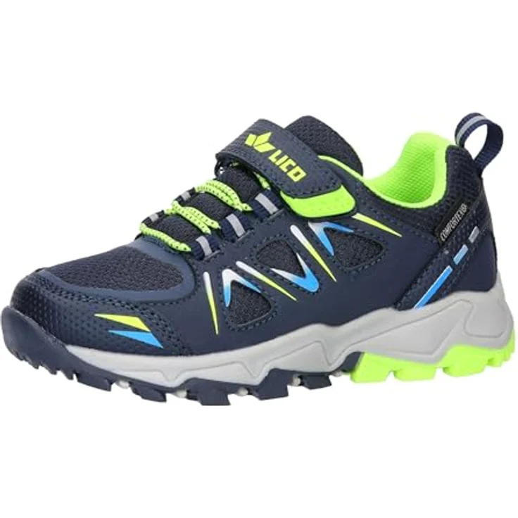 Lico Allen VS Trekkingschuh mit TEX-Membran, marine/blau/lemon, elastische Schnürsenkel und Klettverschluss, auswechselbare Textileinlegesohle bis Größe 35 – Bild 1