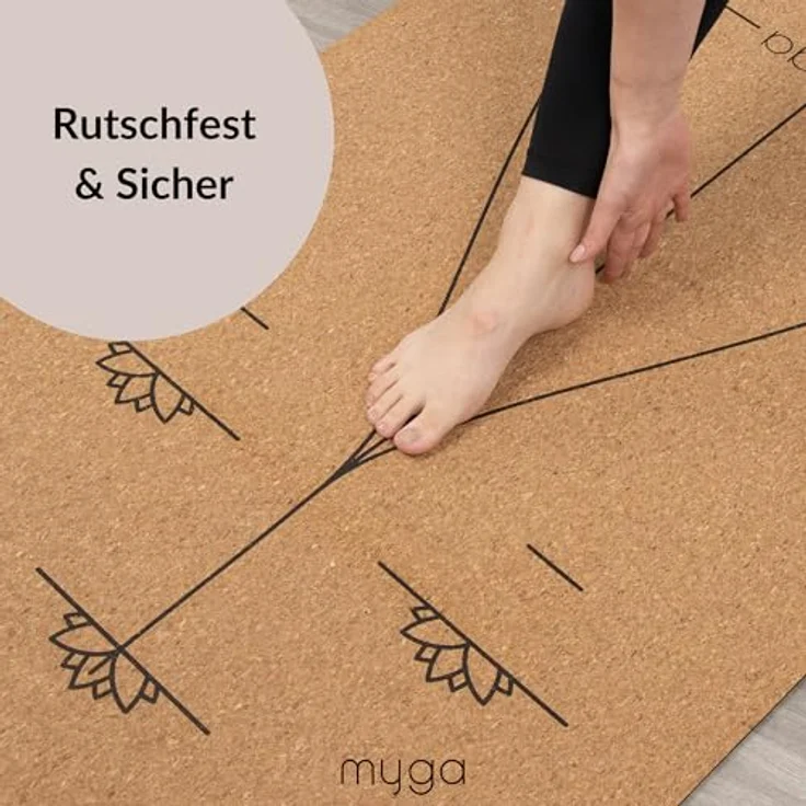 Myga XL Kork Yogamatte, 200 cm x 70 cm, rutschfest, wärmereguliert, leicht zu tragen, 6 mm dick, ideal für Yoga, Pilates, Meditation & Fitnessübungen – Bild 4