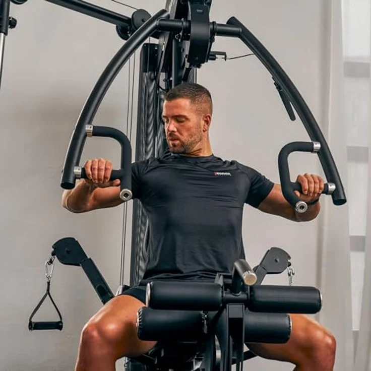 HAMMER Kraftstation Autark 7.0, Fitnessstation für zu Hause mit 190° schwenkbaren Multifunktionsarmen, Kabelzugturm, Klimmzugstange, Ruderfunktion, Push- und Pull-Station, integrierter Bauch- & Trizeps-Modul, Beincurler/-strecker – Bild 2