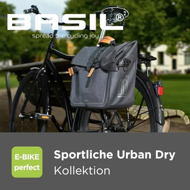 Basil Urban Dry, Velotasche, wasserdichte Gepäckträgertasche mit 14 l Stauraum, anthrazitgrau – Bild 6